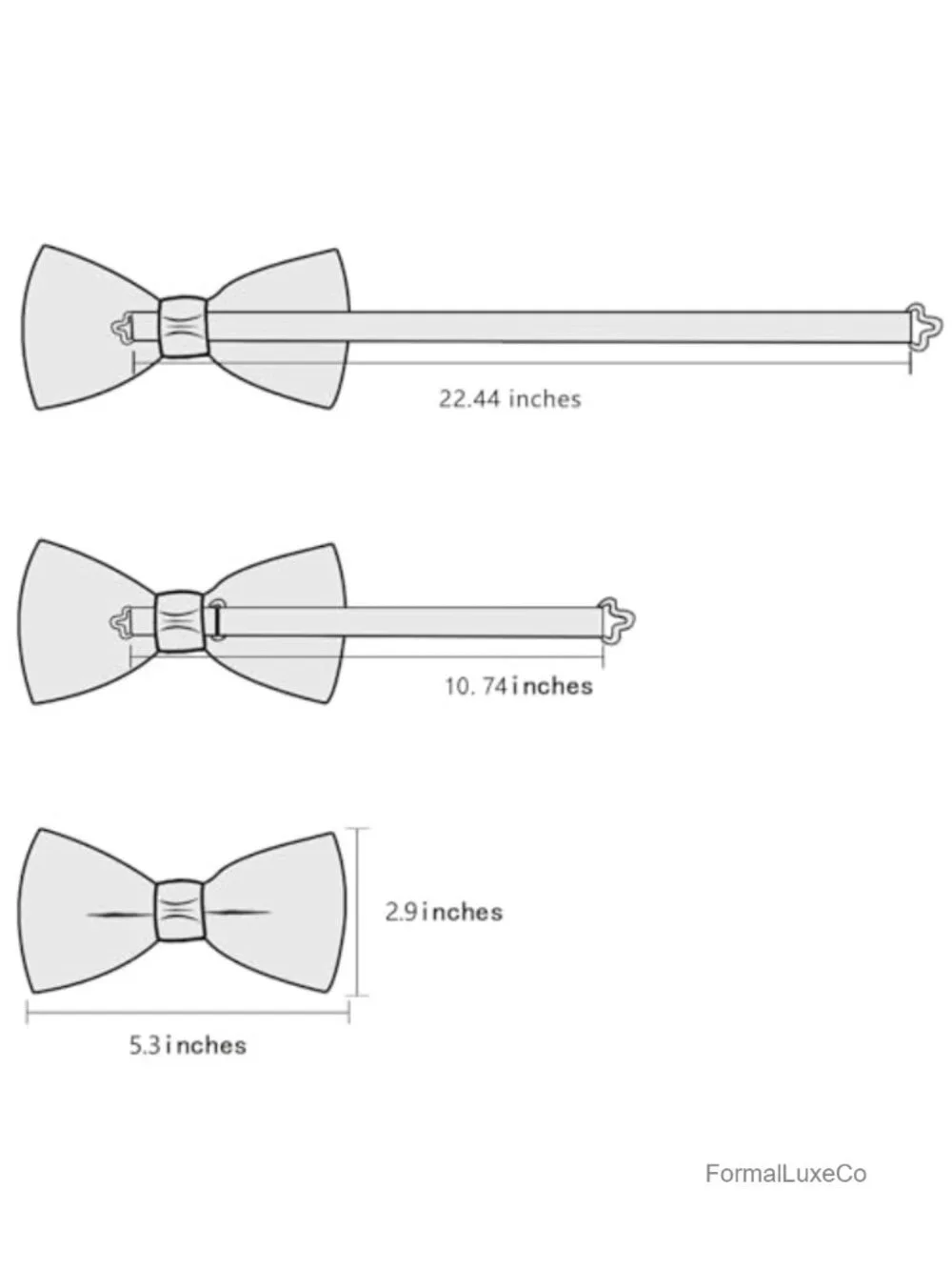 Pre-Tied Silk Bow Tie Set with Pocket Square and Cufflinks for Men